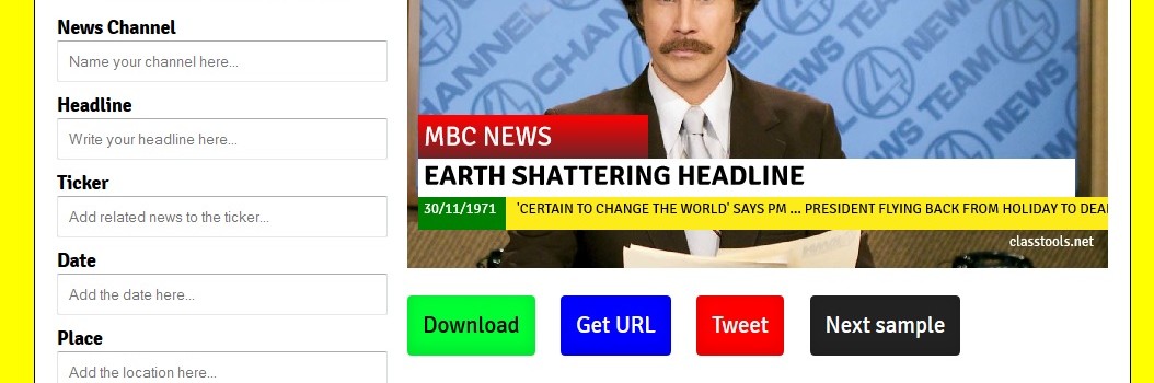 "Breaking News Generator!" Is The Latest Tool From "ClassTools"