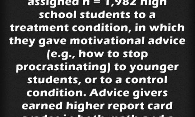 Another Study Finds That Student Mentors Giving Advice Helps THEM Do Better