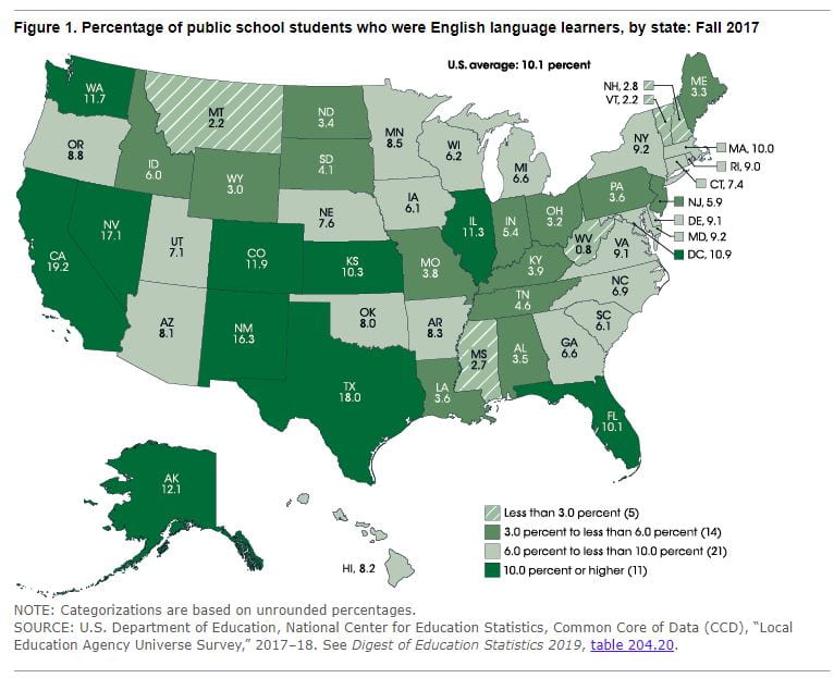 New Map See ELL Distribution Across The United States Larry Ferlazzo 