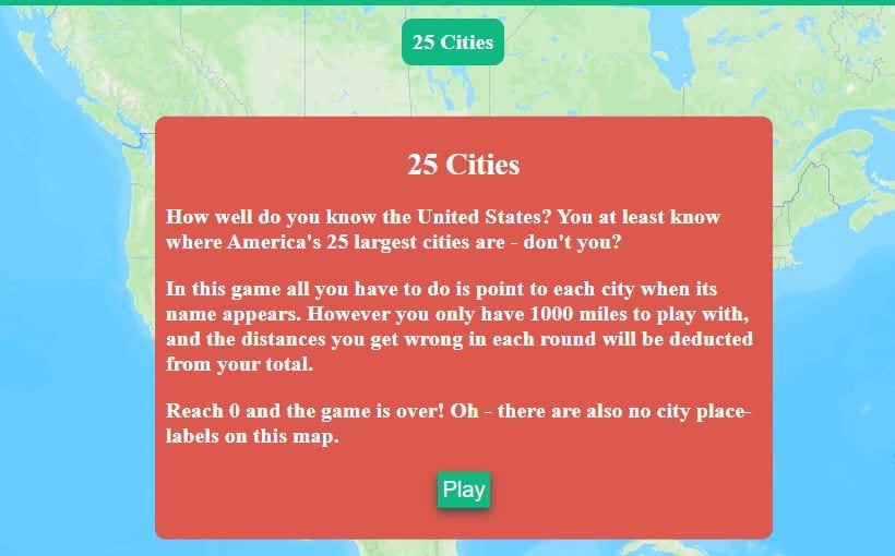 “25 Cities” Is A New Online Geography Game