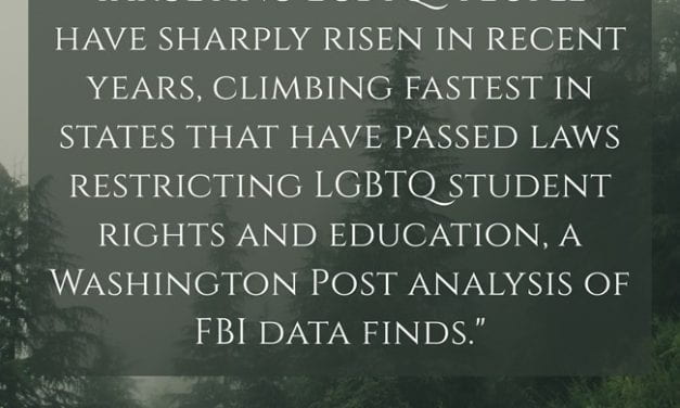 Depressing, But Not Surprising, Statistic Of The Day: Where State Laws Target LGBTQ People, Hate Crimes Targeting Them In Schools Rise