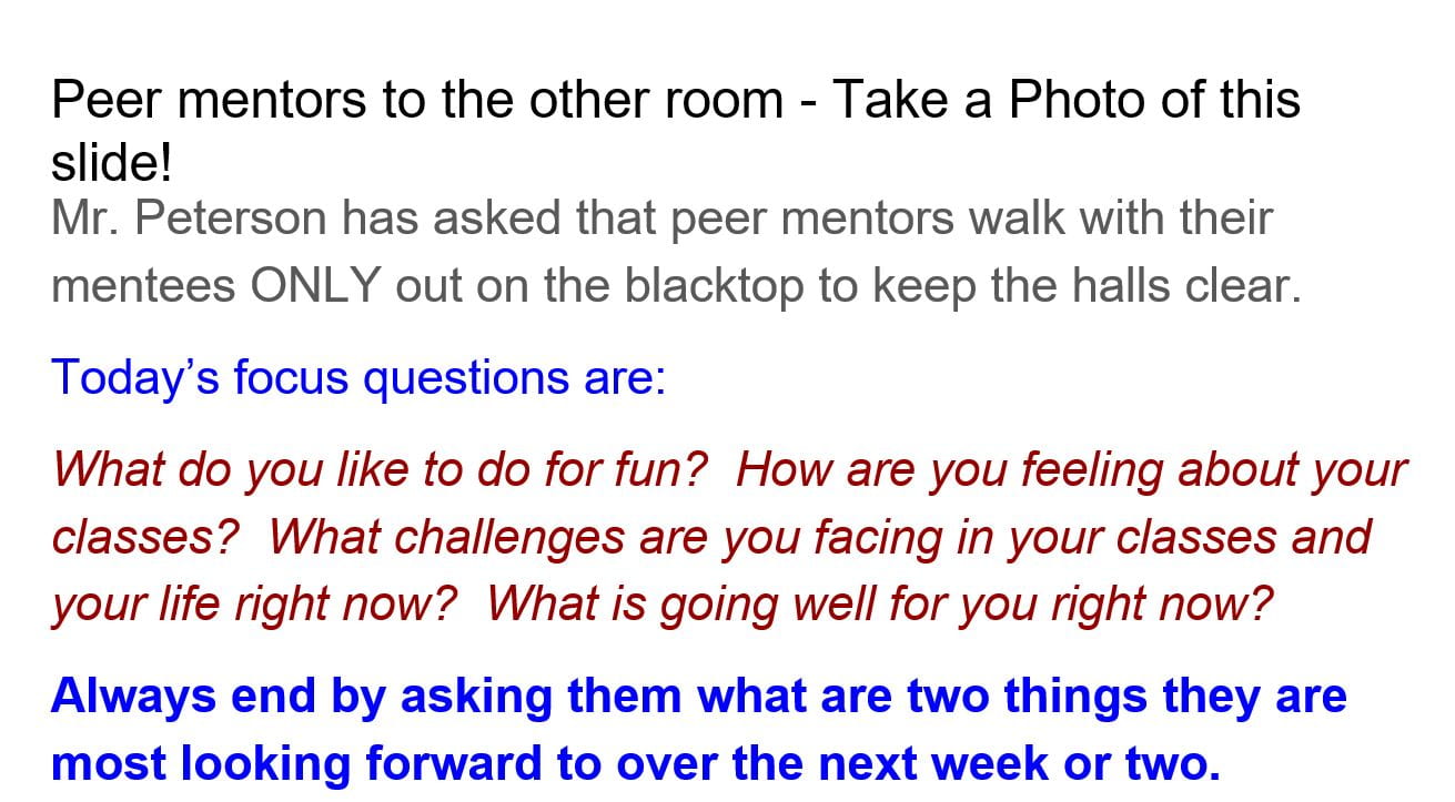 Downloadable Slideshow Sharing 30 “Focus Questions” Our Mentors Use With Their Mentees